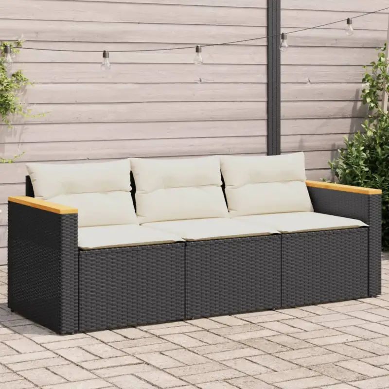 Poly rattan tuinbank met comfortabele zitervaring en wasbare hoes