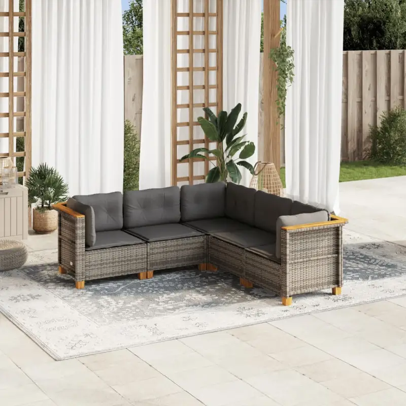 Poly Rattan Tuinset met Natuurlijke Olieafwerking en Comfortabele Zitervaring