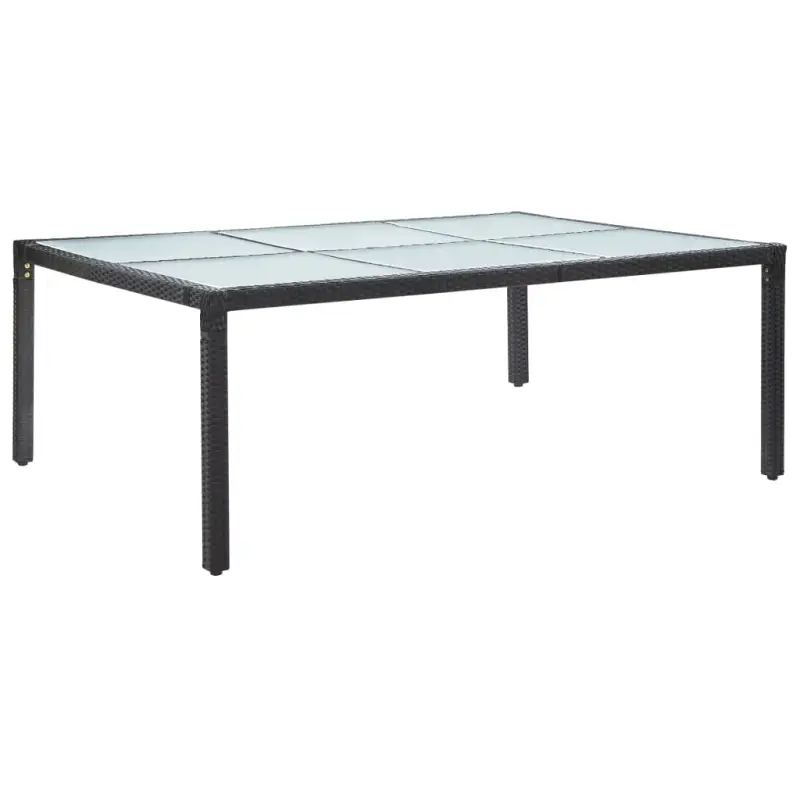 Poly Rattan Tuintafel met Glazen Blad voor Tuin en Terras
