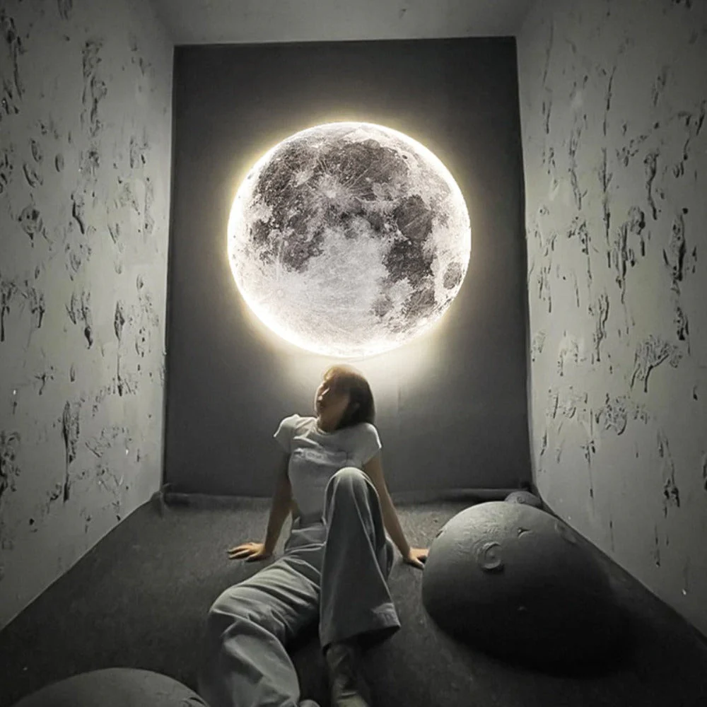 3D LED Plafondlamp Maan en Aarde – Dimbare Sfeerverlichting