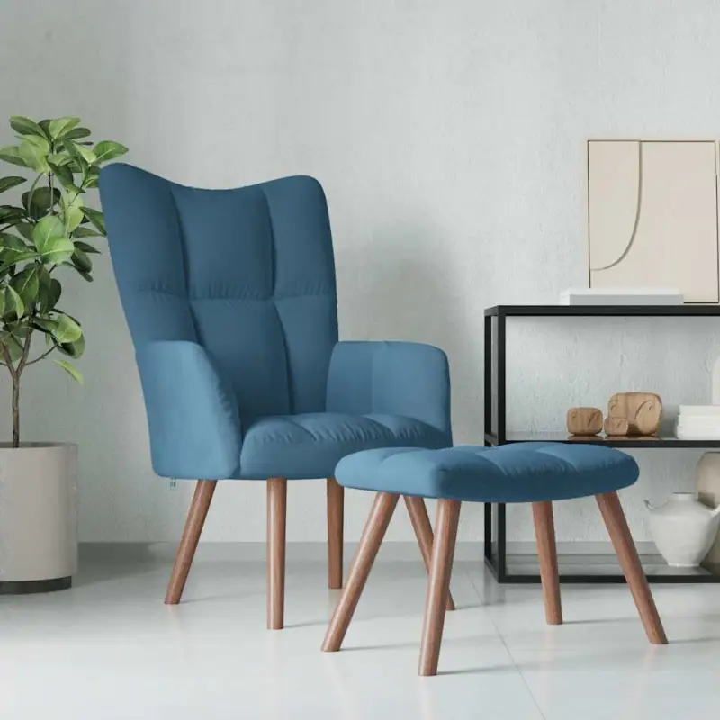 Relaxstoel met voetenbank met blokpatroon voor stijlvol comfort