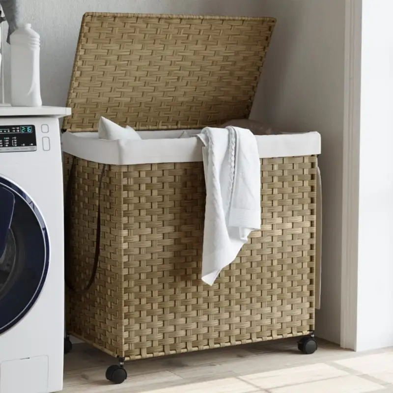 Rustieke inklapbare wasmand van natuurlijk rattan voor je badkamer