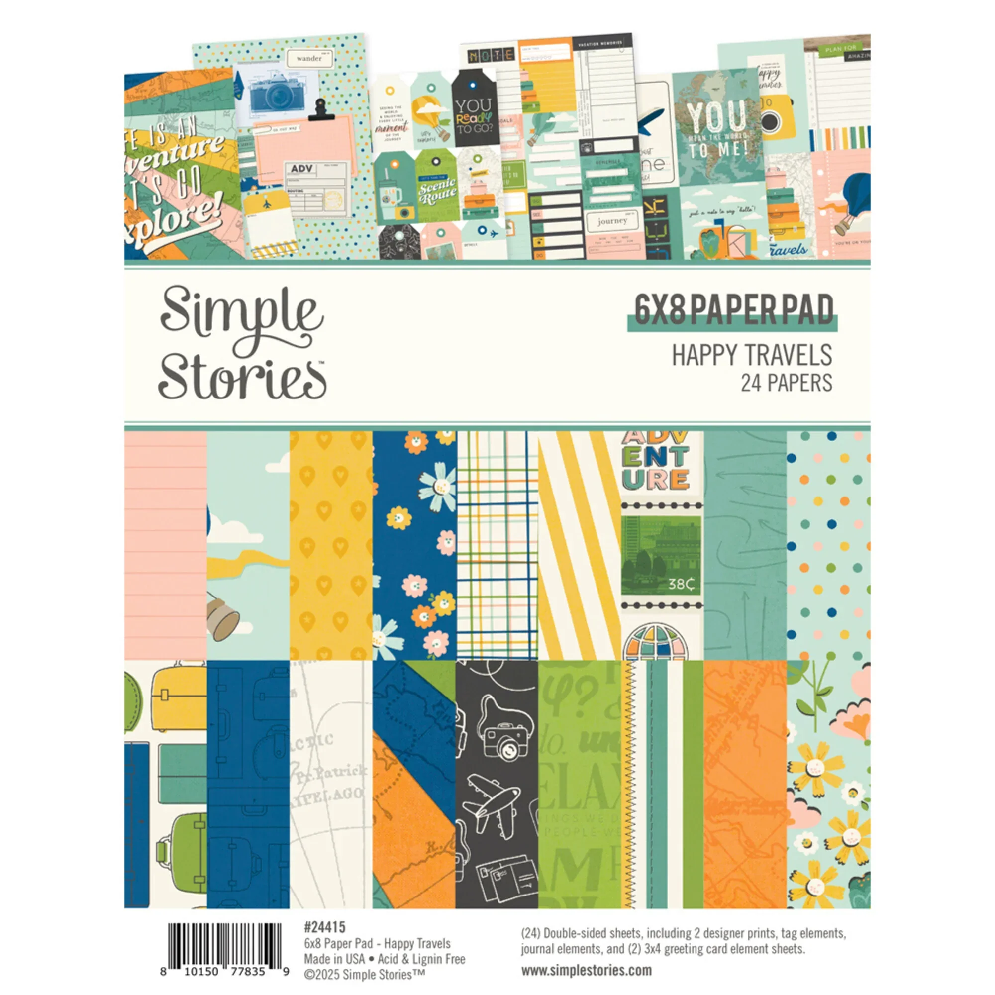 Simple Stories Happy travels 6×8 paper pack