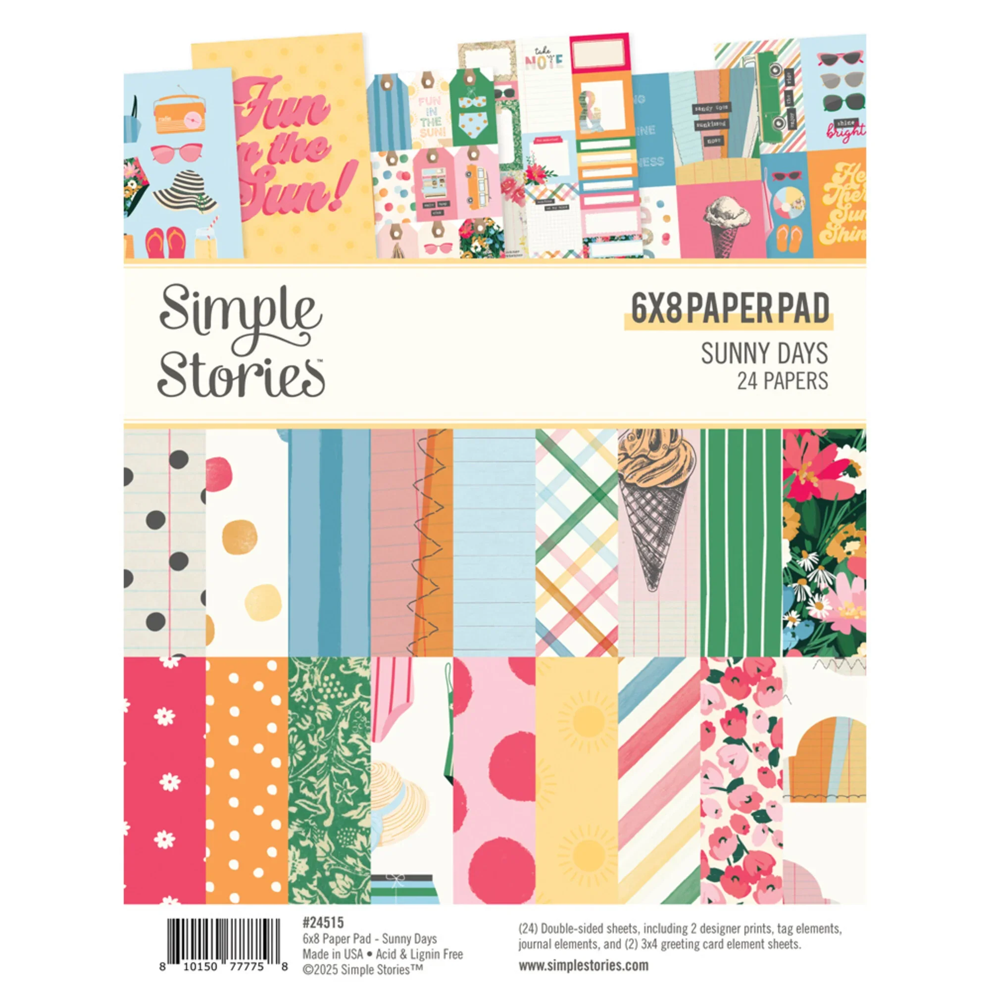 Simple Stories Sunny Days 6 x 8 paper pack
