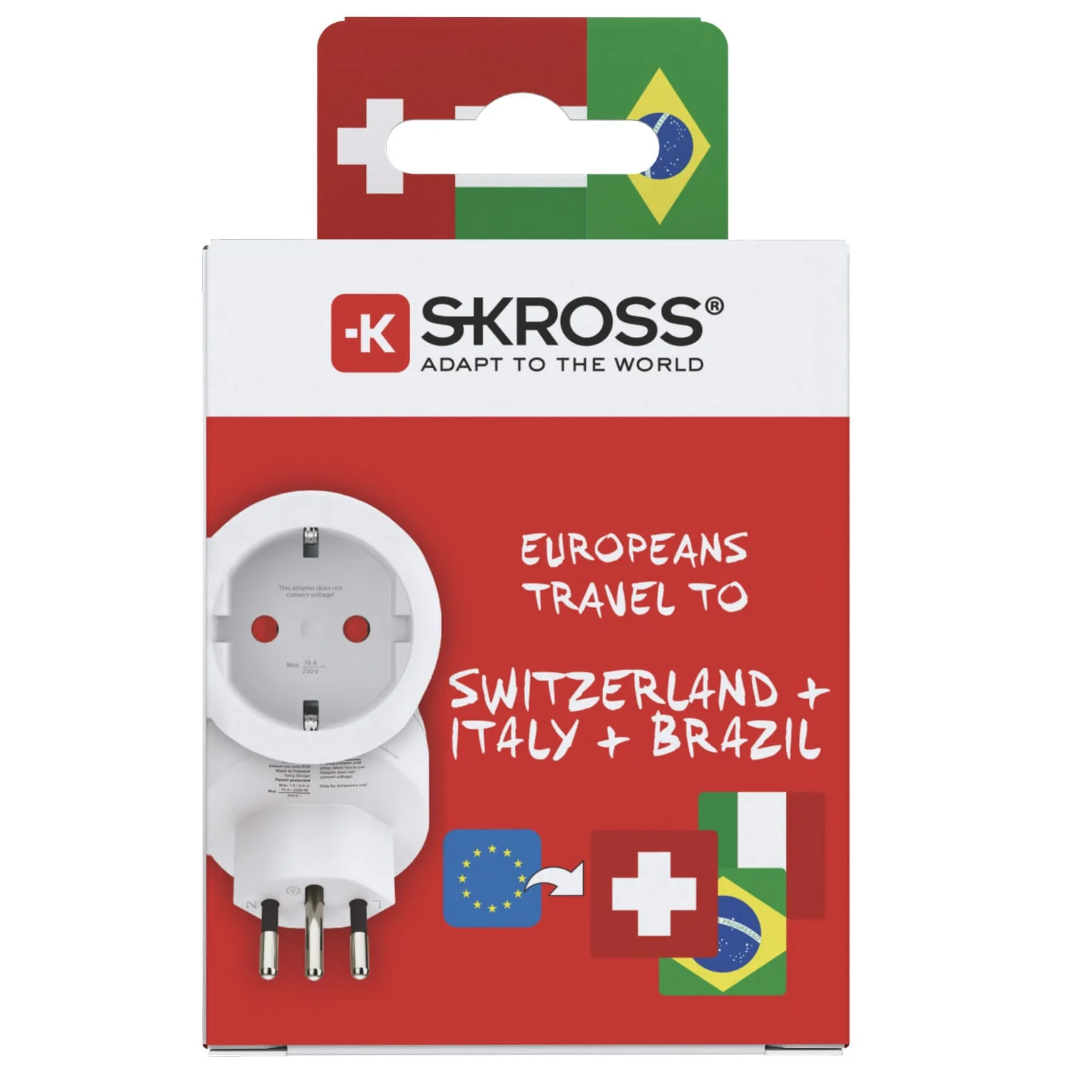 SKROSS Europa naar Italie/Brazilie/Zwitserland Reisadapter