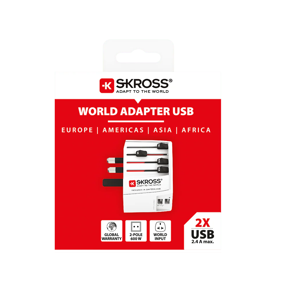 SKROSS Wereld Reisadapter & USB Charger MUV