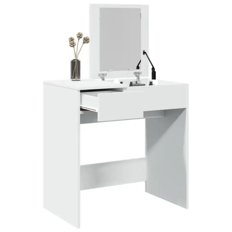 Slaapkamerkaptafel van bewerkt hout met alles binnen handbereik