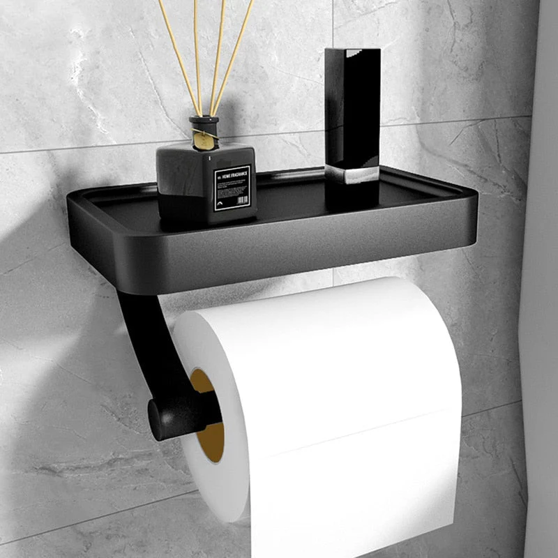 RVSPlank | Boorvrije Toiletrolhouder met Opbergplank van Roestvrij Staal