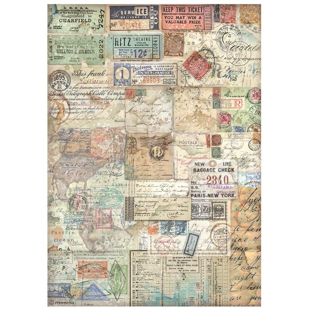Stamperia –  Rice Paper – Art of Travelling