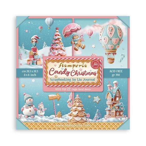Stamperia – Candy Christmas – 8 x 8 inch maxi pad Stamperia – Candy Christmas – 8 x 8 inch maxi pad