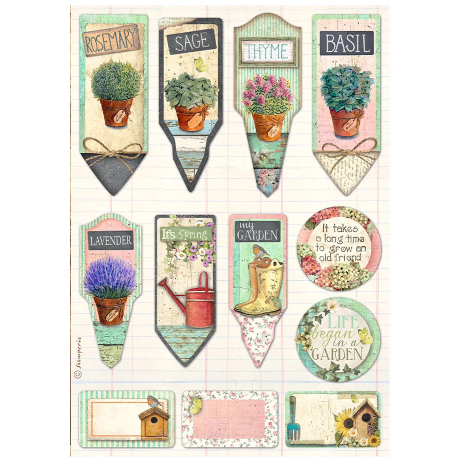 Stamperia –  Garden Tags and Labels Ricepaper