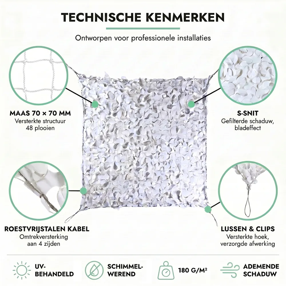 Met staalkabel versterkt camouflagenet