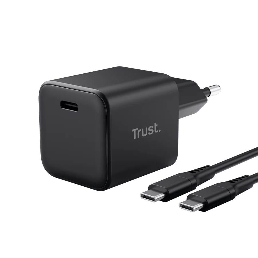 Trust Maxo 65W GaN Charger Zwart met USB-C kabel 2m