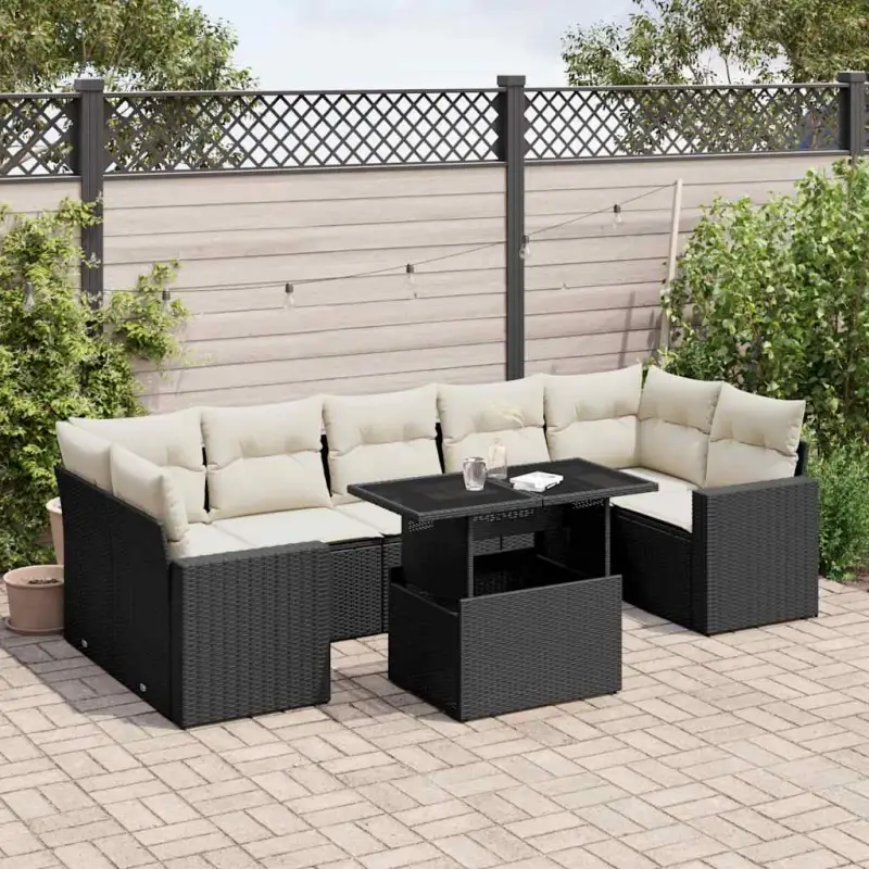 Tuin Lounge Set in Zwart Materiaal met Gepoedercoat Staal Afmetingen