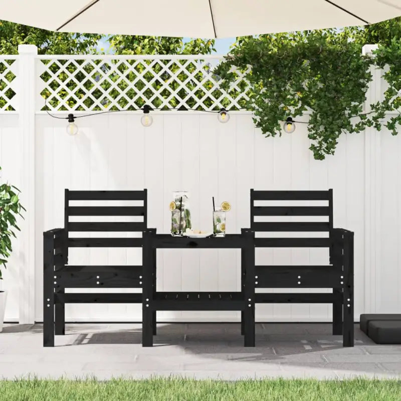 Tuinbank met geïntegreerde tafel van massief grenenhout