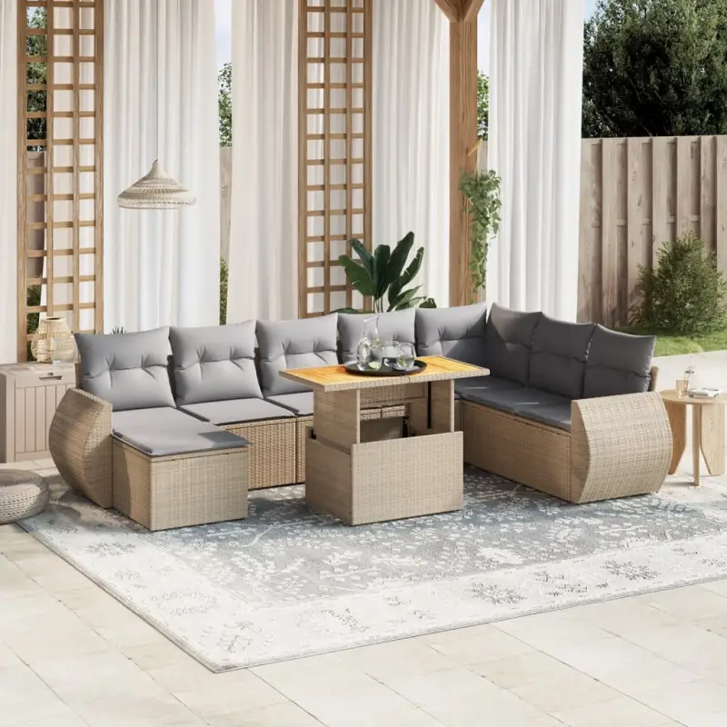 Tuinset met beige materiaal en gepoedercoat staal comfortabele loungeplek