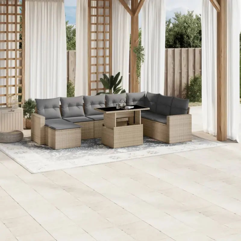 Tuinset met beige materiaal en gepoedercoat staal voor buitengebruik