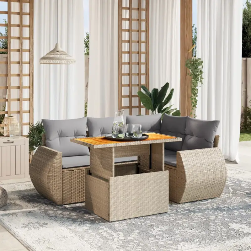 Tuinset met beige materiaal en gepoedercoat staal voor comfortabel buitenleven