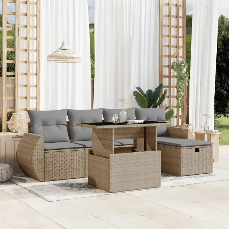 Tuinset met beige materiaal en gepoedercoat staal voor comfortabel buiten genieten