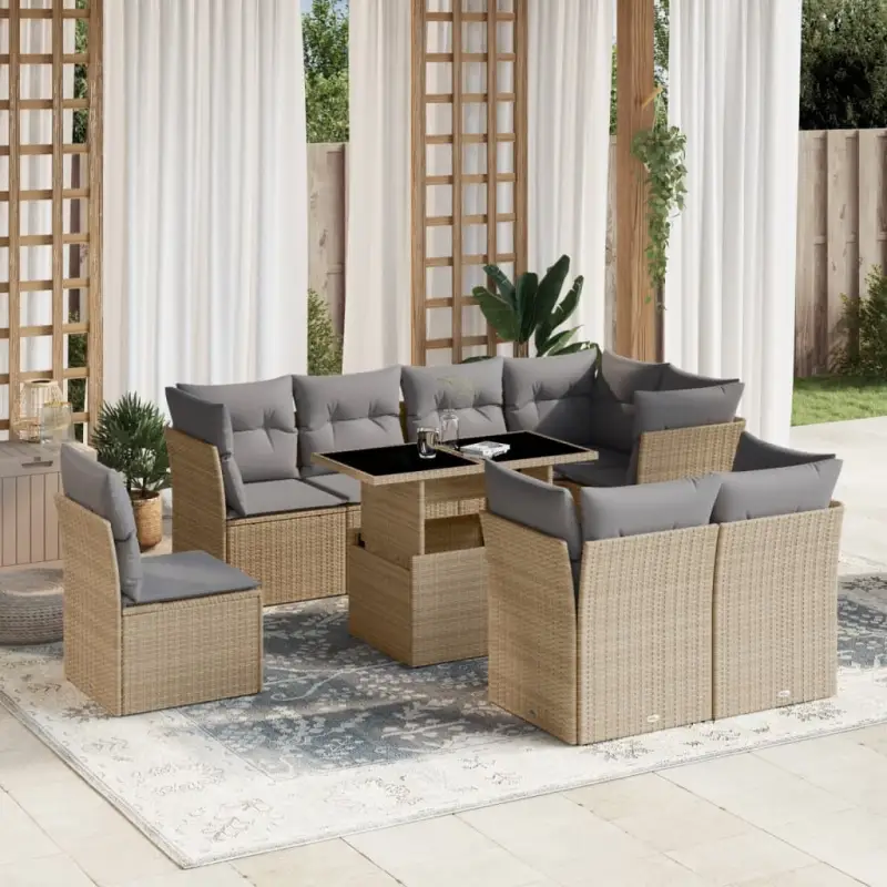 Tuinset met beige materiaal en gepoedercoat staal voor comfortabele buitenruimte