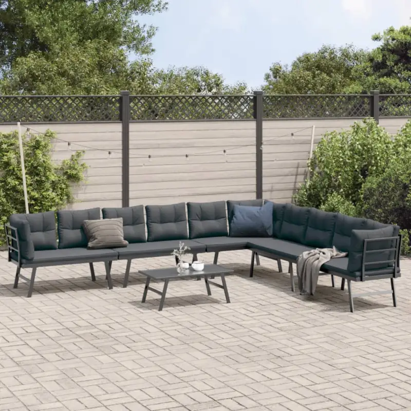 Tuinset met comfortabele zitervaring van zwart gepoedercoat staal