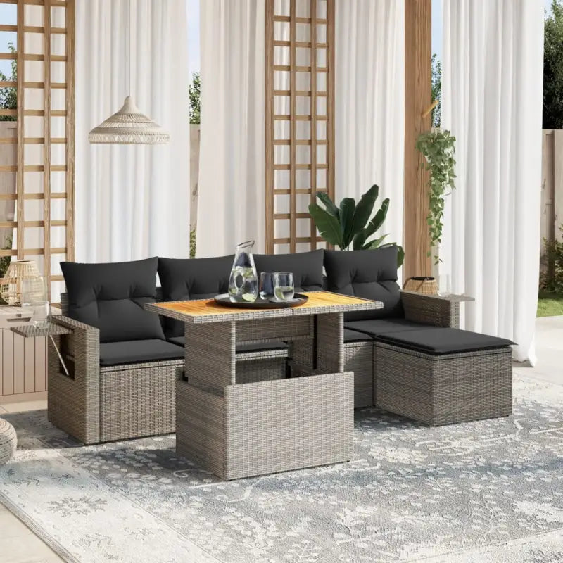 Tuinset met grijs materiaal en gepoedercoat staal afmetingen