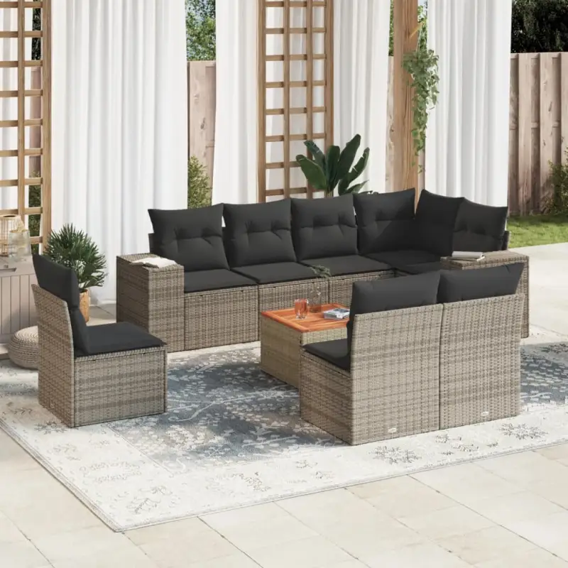 Tuinset met grijs materiaal en gepoedercoat staal voor buitenruimte