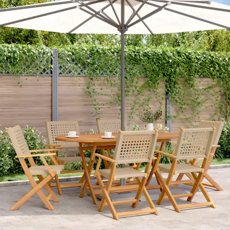 Tuinset met massief acaciahout en poly rattan voor buitenplezier