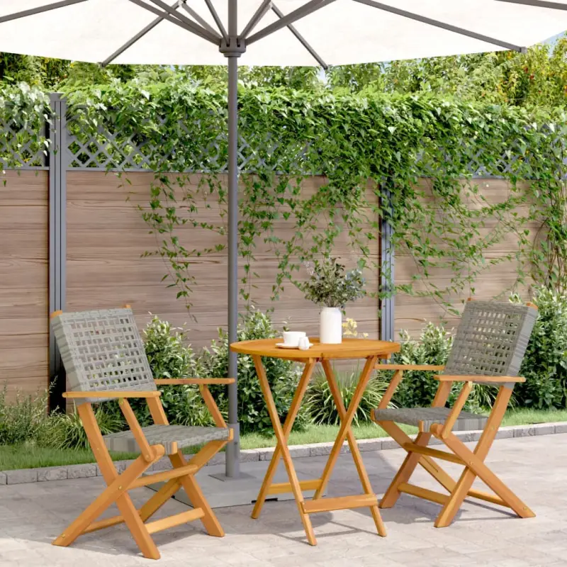 Tuinset met massief acaciahout en poly rattan voor gezellige buitenruimte