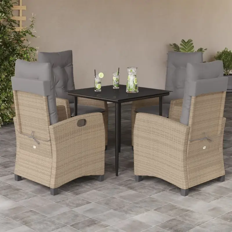 Tuinset met poly rattan en gemakkelijk schoon glas voor terras en tuin