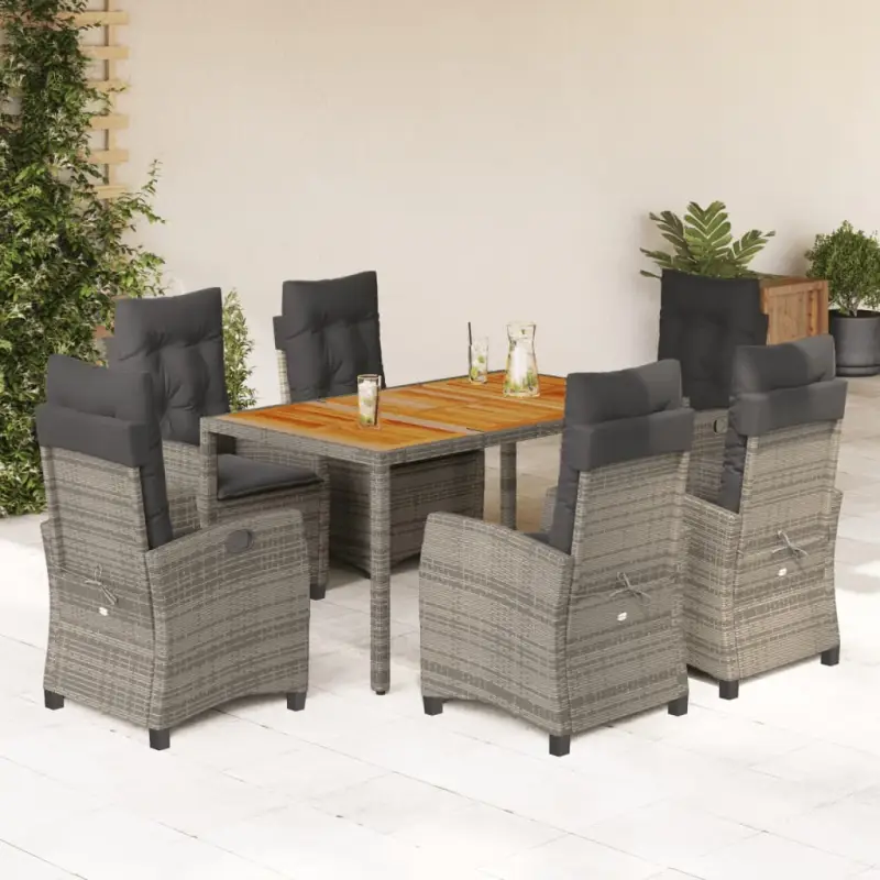 Tuinset met verstelbare tuinstoelen van grijs materiaal en gepoedercoat staal