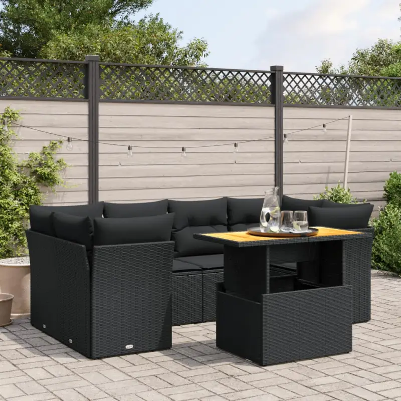 Tuinset met zwart materiaal en gepoedercoat staal voor een comfortabele buitenruimte