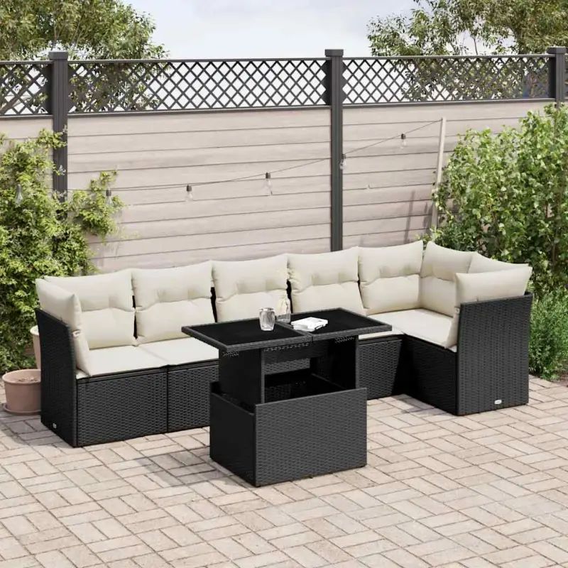 Tuinset met zwart materiaal en gepoedercoat staal voor buiten ontspanning