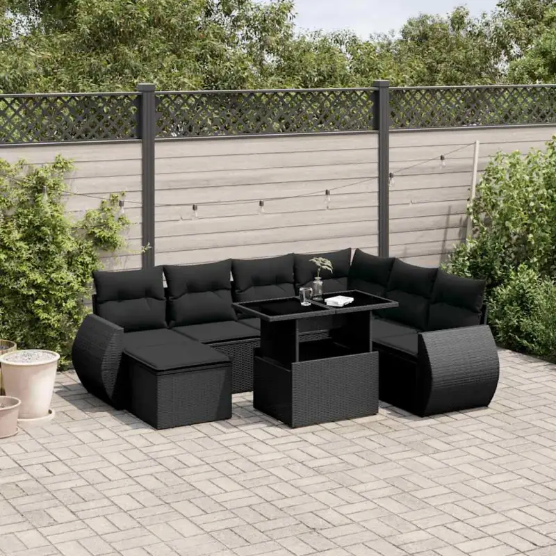 Tuinset met zwart materiaal en gepoedercoat staal voor comfort