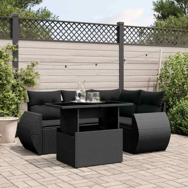 Tuinset van gepoedercoat staal in zwart materiaal voor buitenplezier