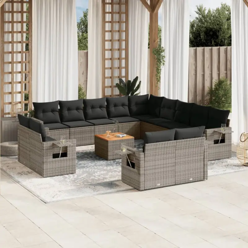 Tuinset van grijs materiaal en gepoedercoat staal met ideale afmetingen