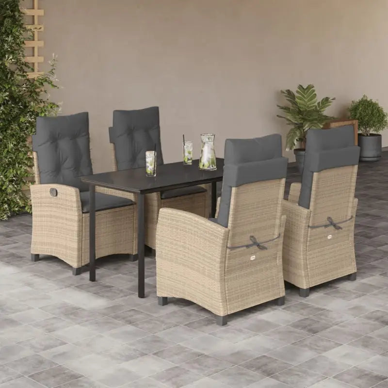 Tuinset van poly rattan met gemakkelijk schoon en gehard glas oppervlak