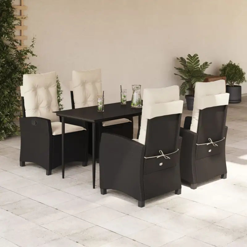 Tuinset van poly rattan met gemakkelijk schoon gehard glas