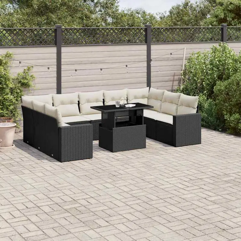 Tuinset van zwart materiaal en gepoedercoat staal met actuele afmetingen