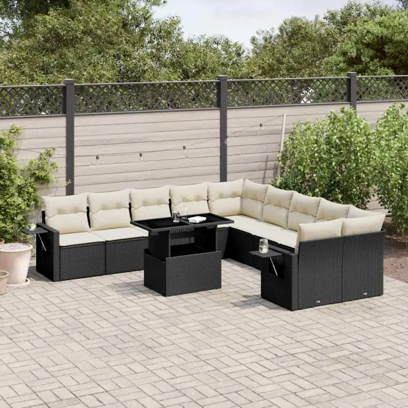Tuinsets in zwart materiaal met gepoedercoat staal en afmetingen