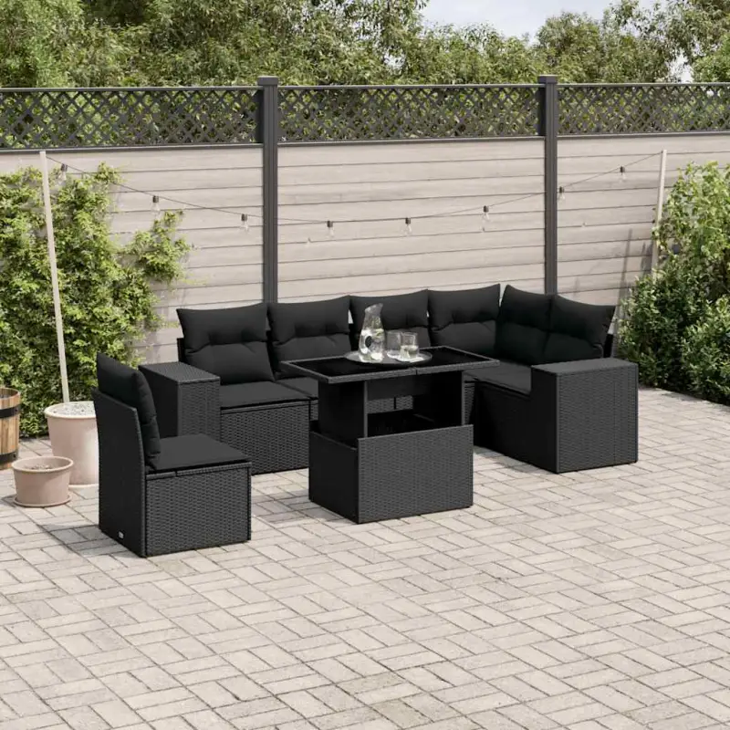 Tuinsets met zwart materiaal en gepoedercoat staal voor buitenruimte