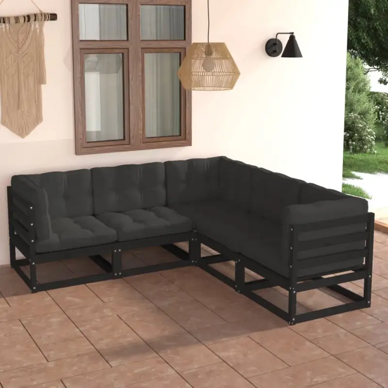 Tuinstoelen met massief grenenhout en comfortabele rug- zijkussens