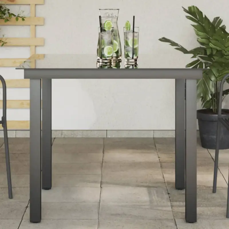 Tuintafel met glazen blad en aluminium frame voor tuin of terras