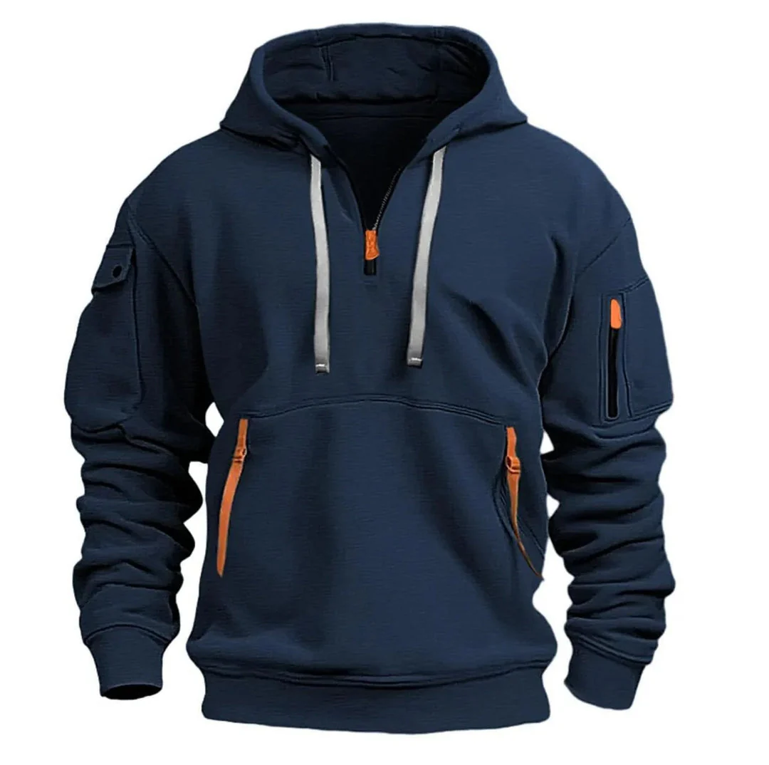 ZipTrek Herenhoodie – Fleece Hoodie met Rits en Meerdere Zakken