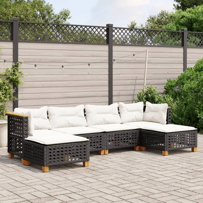 Zwart loungeset met natuurlijke olieafwerking en gepoedercoat staal