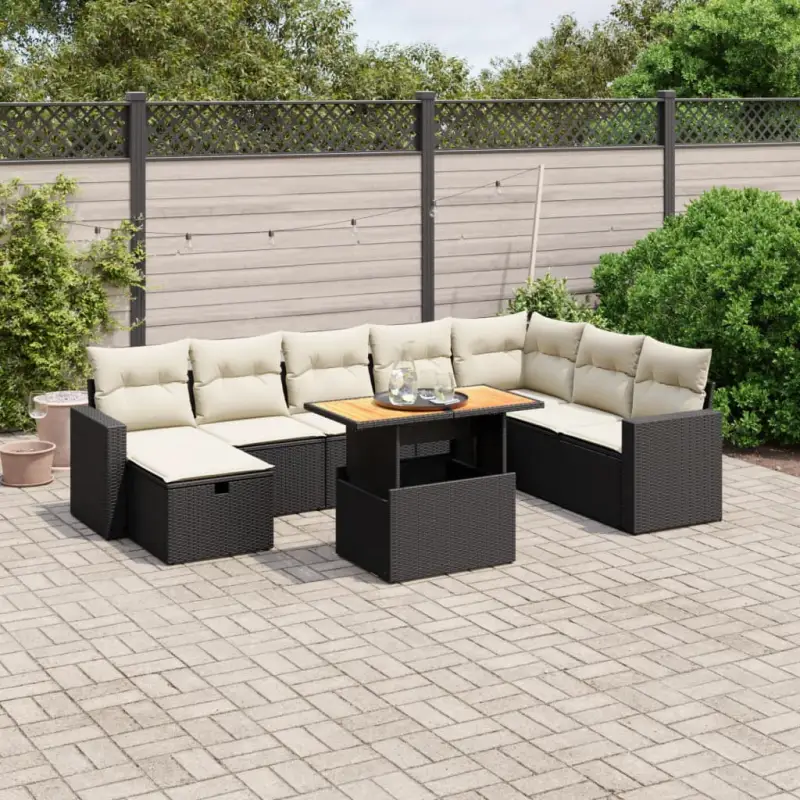 Zwart materiaal loungeset met gepoedercoat staal en afmetingen