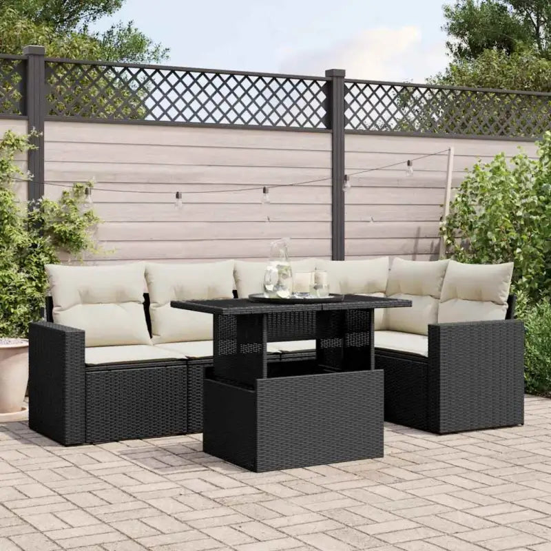 Zwart materiaal loungeset met gepoedercoat staal en afmetingen voor buiten