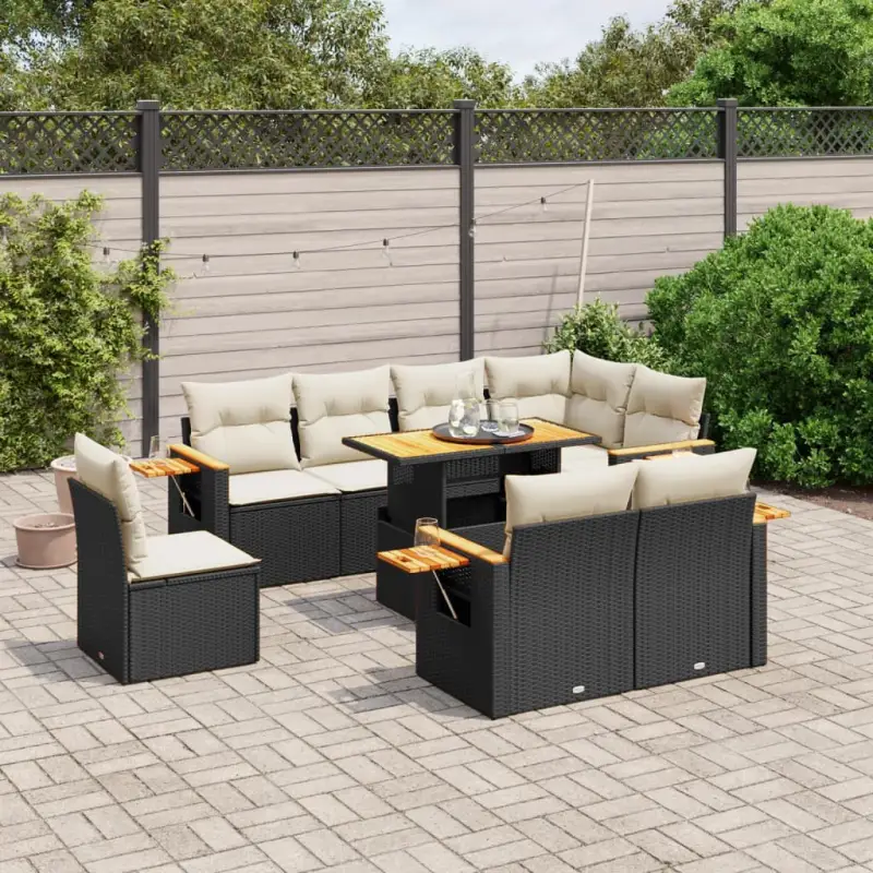Zwart materiaal loungeset met gepoedercoat staal voor buitencomfort