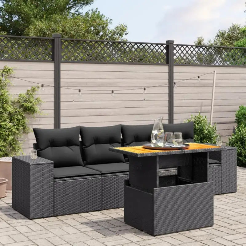 Zwart materiaal loungeset met gepoedercoat staal voor buitenplezier