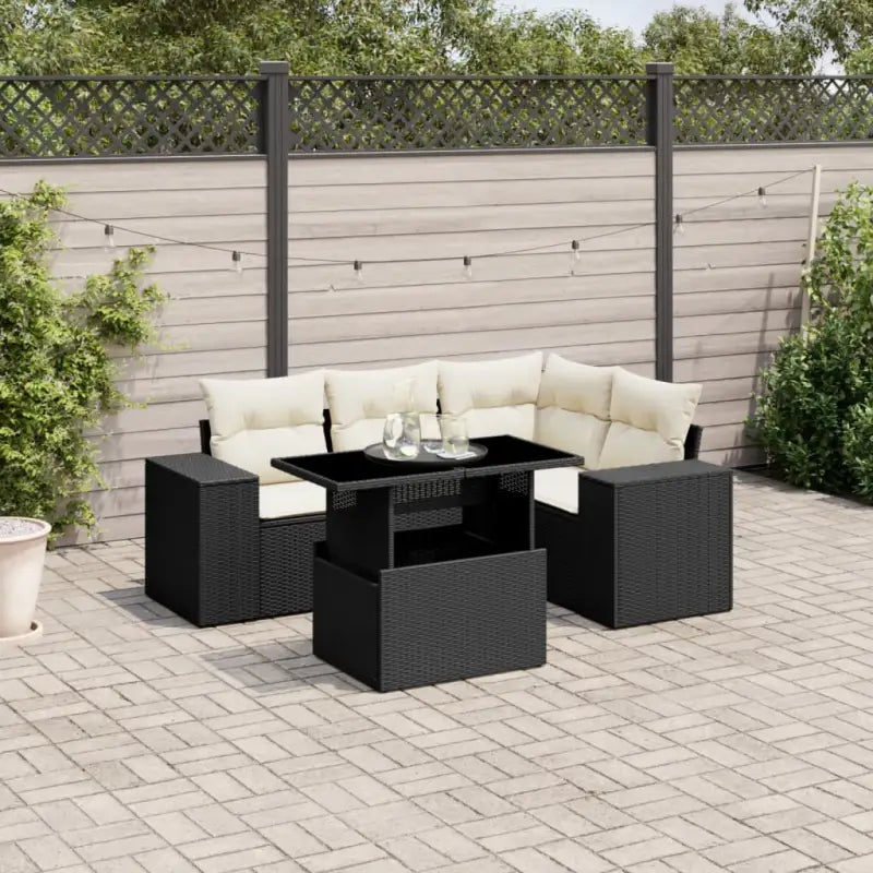 Zwart materiaal loungeset met gepoedercoat staal voor in de tuin